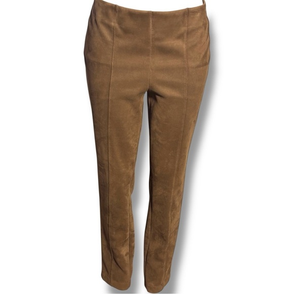 Rafaella Pants - Rafaella Chic Tan Women's Straight Leg Cropped Faux Suede No Closure Pants
